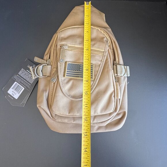 Tactical Sling Crossbody Bag With American Flag Patch & Adjustable Strap - East/ - Picture 14 of 14